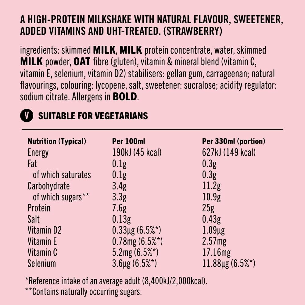 UFIT High 25g Protein Shake - Strawberry Flavour - 10x330ML