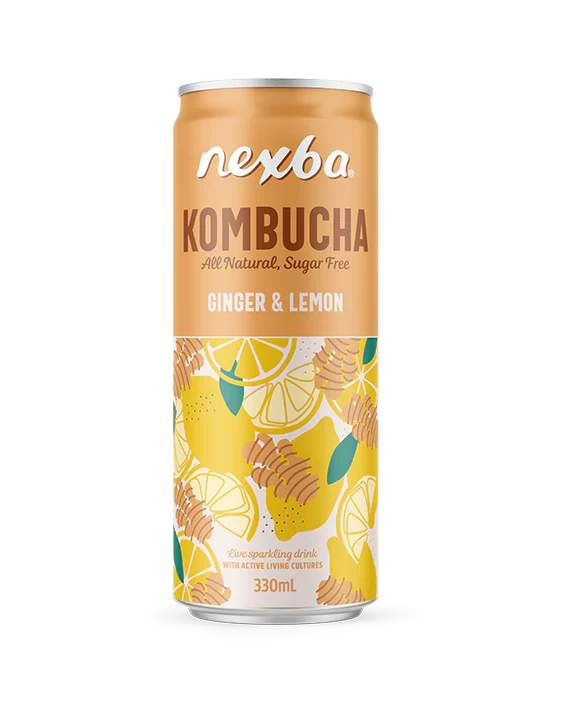 Nexba Kombucha Ginger & Lemon Cans 12 x 330ml