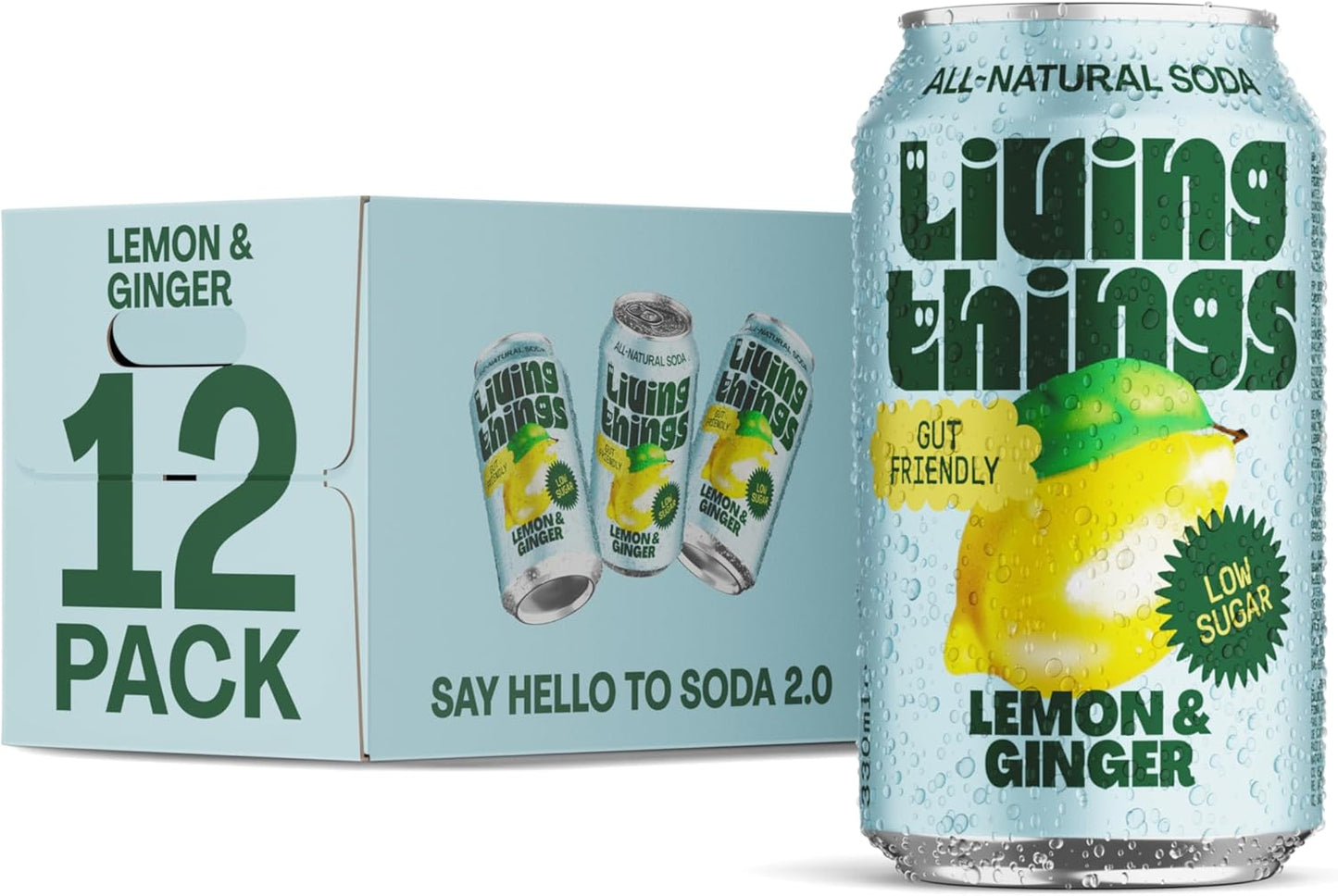 Living Things Lemon & Ginger Soda 12 x 330ml