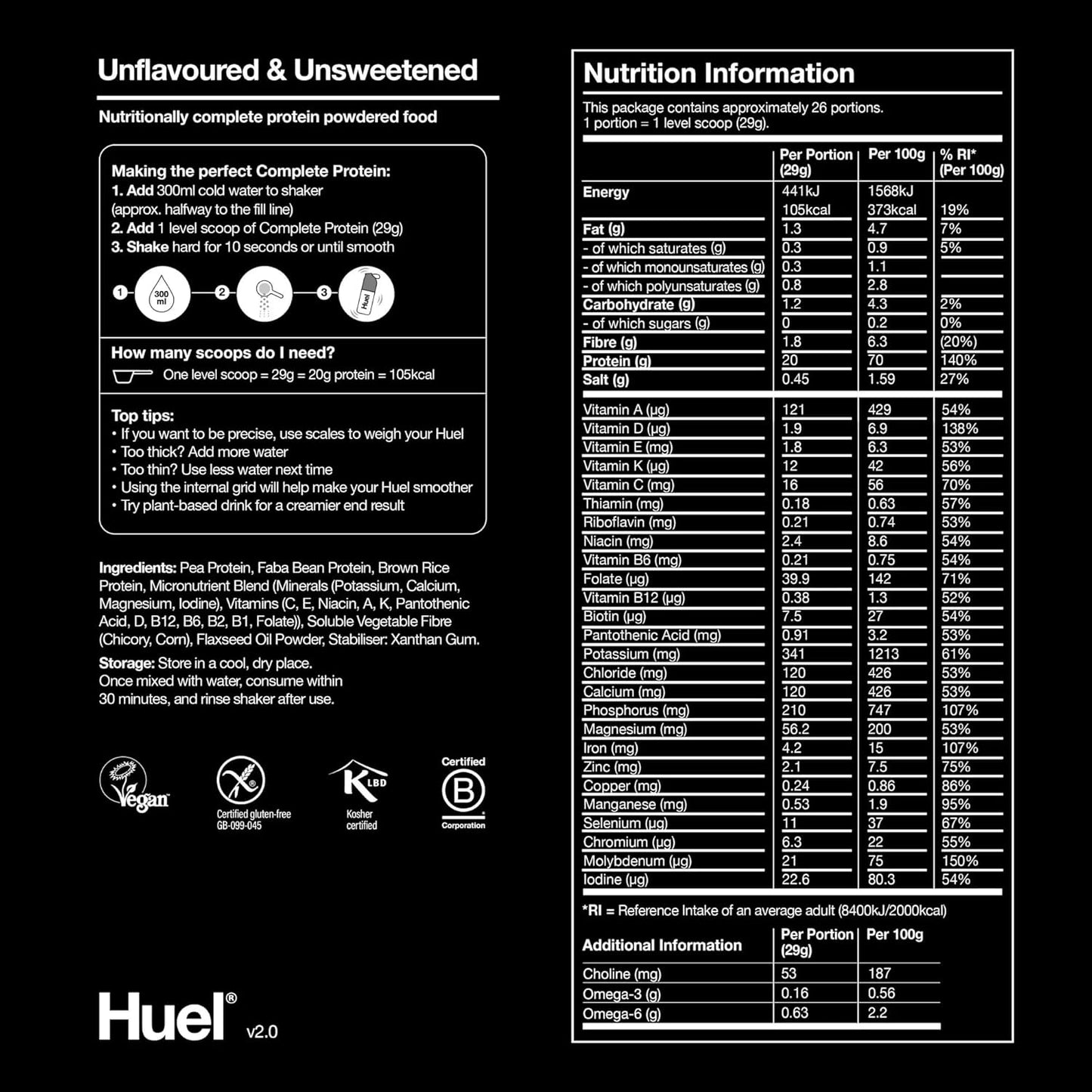 Huel Complete Protein Powder, 26 Servings, Salted Caramel Flavour, 20g