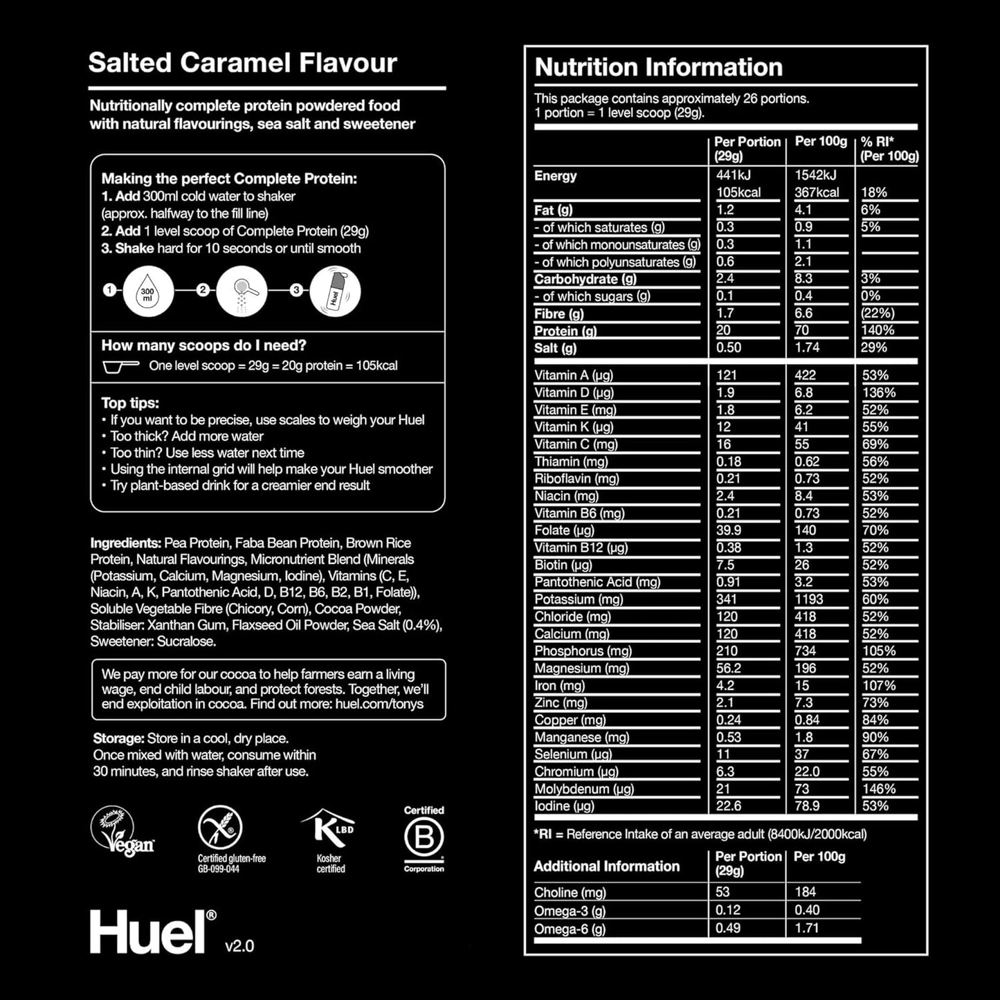 Huel Complete Protein Powder, 26 Servings, Salted Caramel Flavour, 20g