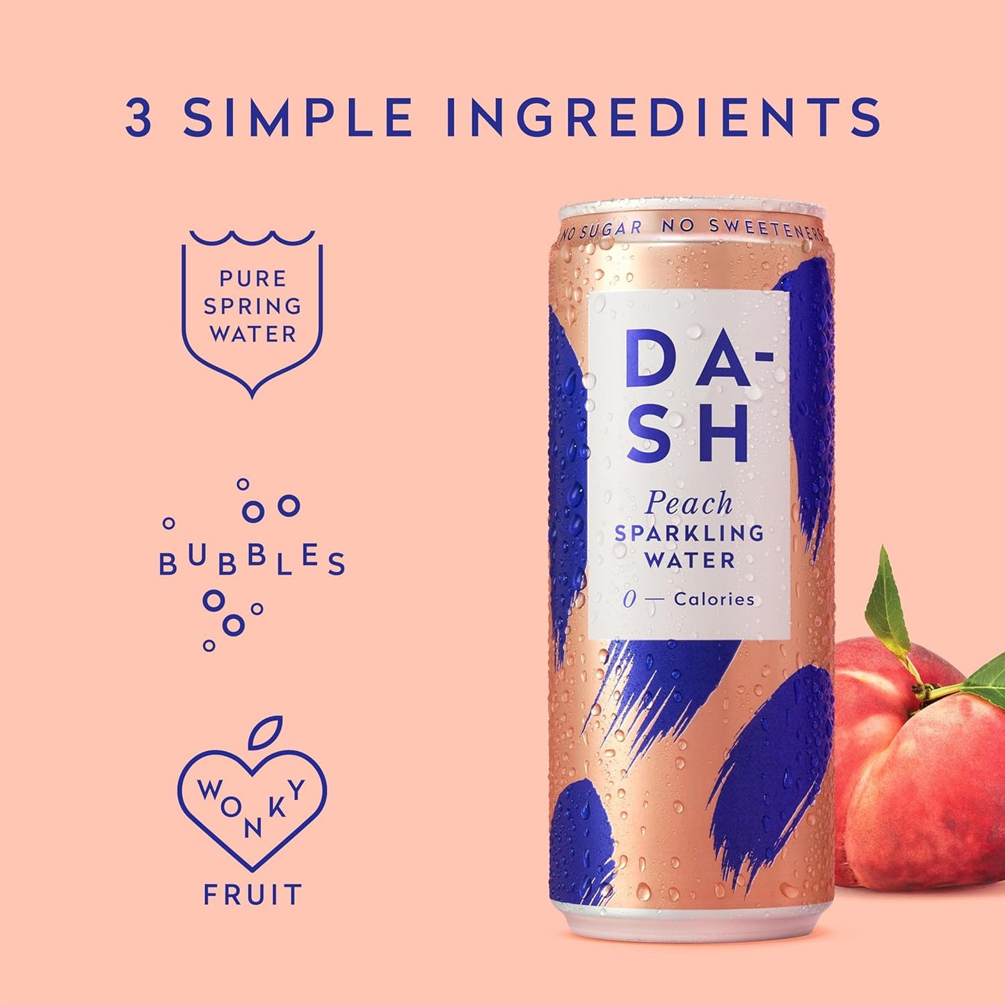 DASH Peach Infused Sparkling Water (12x330ml)