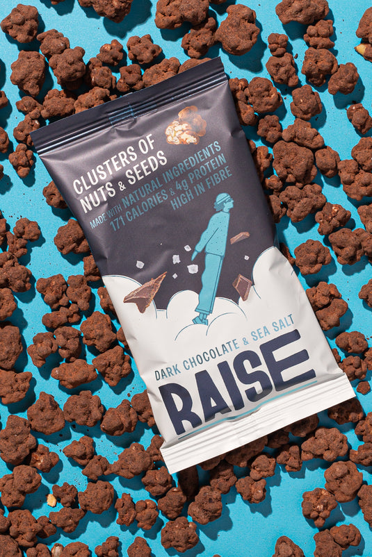 Raise Snacks Clusters - Dark Chocolate & Sea Salt (12 x 35g)