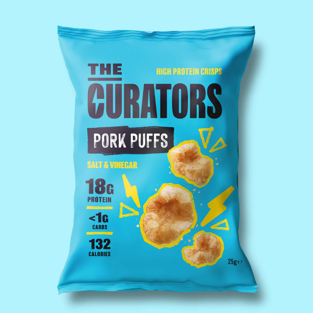 The Curators Salt & Vinegar Pork Puffs 25Gx12pack