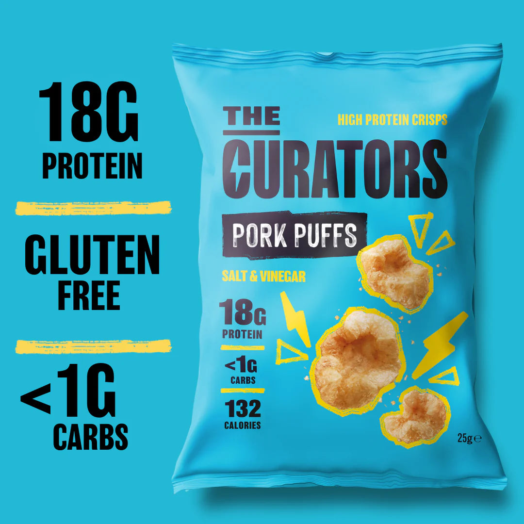 The Curators Salt & Vinegar Pork Puffs 25Gx12pack