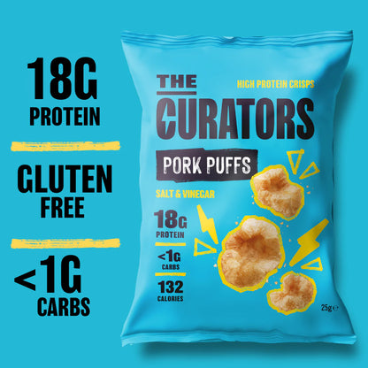 The Curators Salt & Vinegar Pork Puffs 25Gx12pack