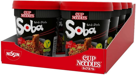 Nissin Soba Chilli Instant Noodles 89g Pot (8 x pack)