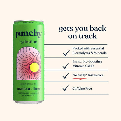 Punchy Mexican Lime Electrolyte Sparkling Vitamin Drink 12 x 330ml