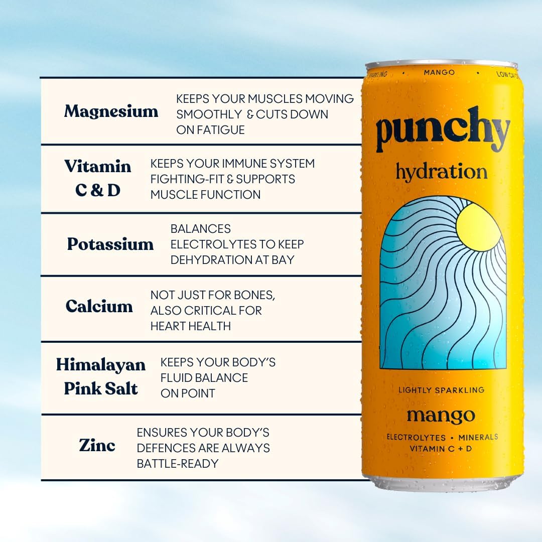 Punchy Mango Electrolyte Sparkling Vitamin Drink - 12 x 330ml