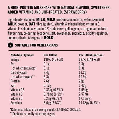 UFIT High 25g Protein Shake Strawberry 10 x 330ml