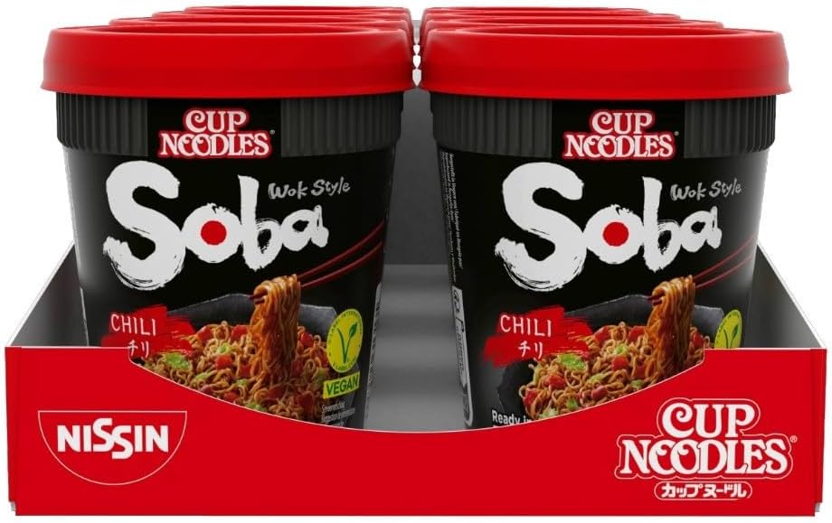Nissin Soba Chilli Instant Noodles 89g Pot (8 x pack)