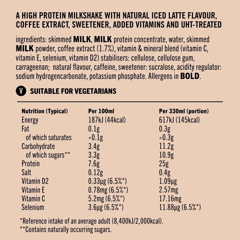 UFIT High 25g Protein Shake - Iced Latte Flavour - 10x330ML