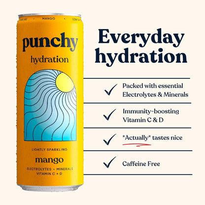 Punchy Mango Electrolyte Sparkling Vitamin Drink 12 x 330ml