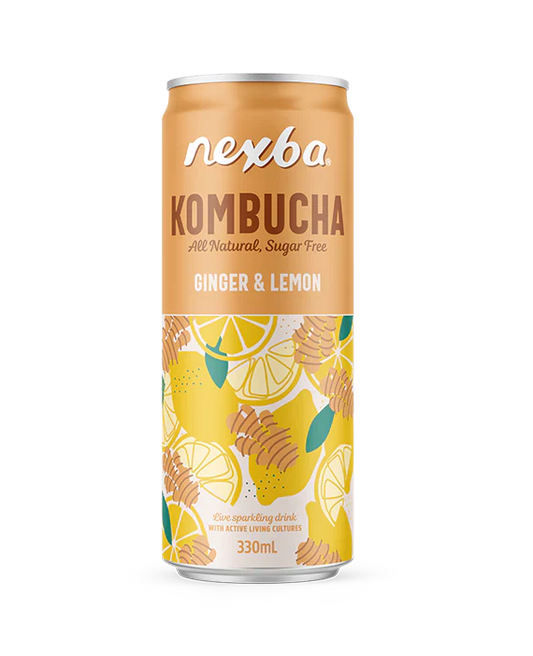 Nexba Kombucha Ginger & Lemon Cans 12 x 330ml
