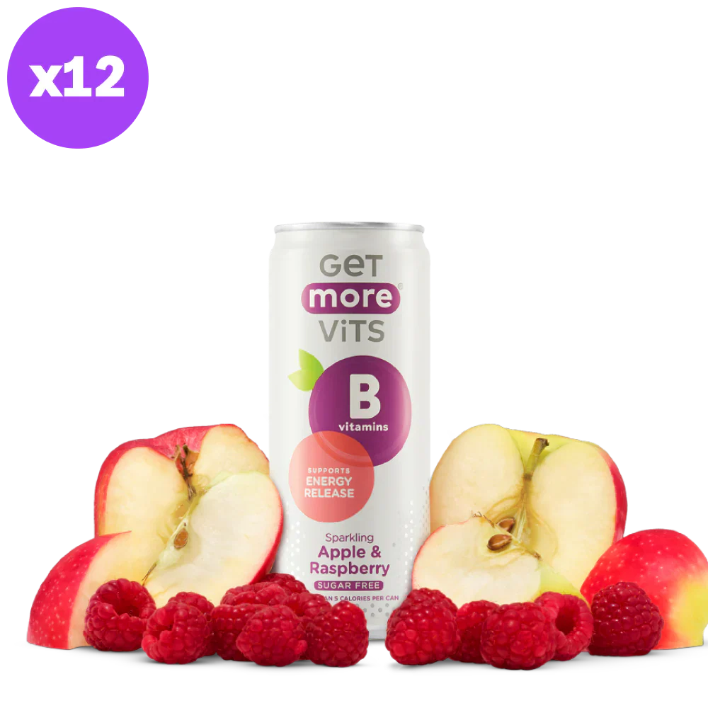 Get More Vits Apple & Raspberry B Vits Cans 12 x 330ml
