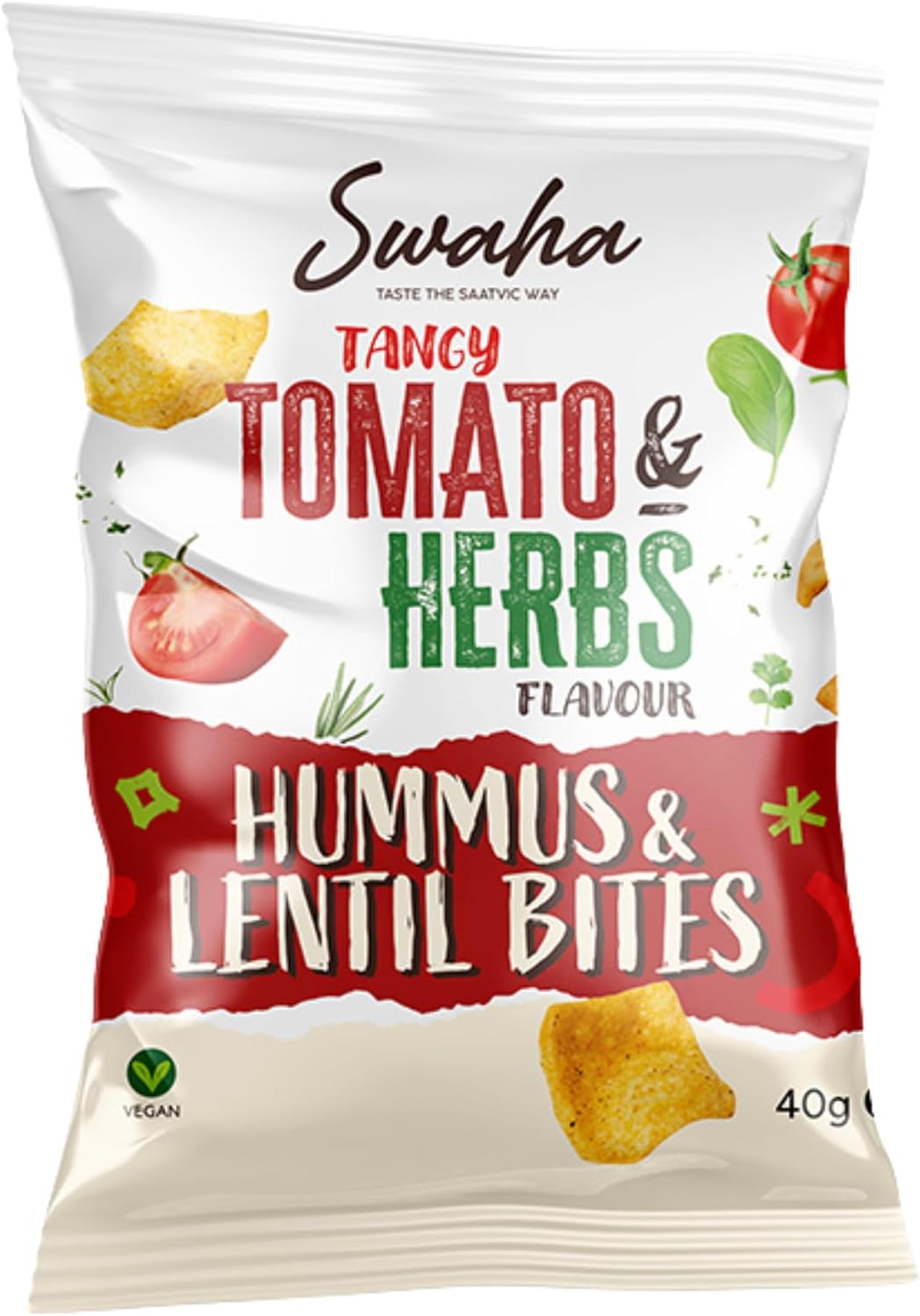 Swaha - Lentil Hummus Bites - Tomato & Herb - 24 x 40G