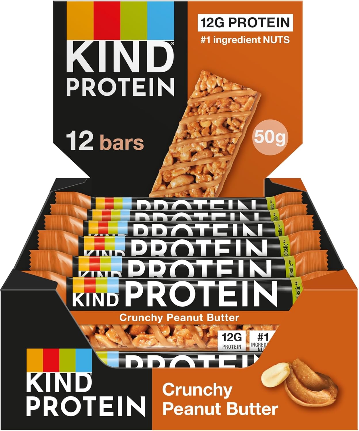 KIND Protein Bars, Gluten Free Crunchy Peanut Butter Snack Bars- 12 x 50g