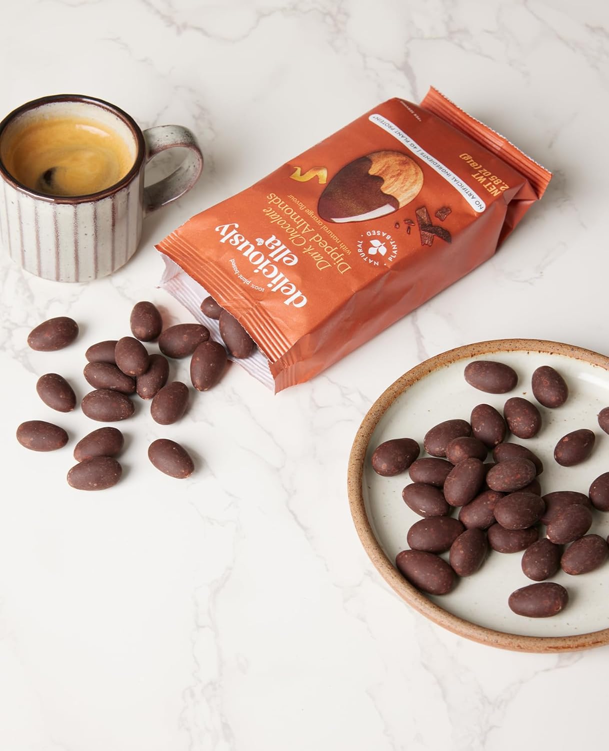 Deliciously Ella - Chocolate Orange Dipped Almonds, Vegan Friendly, 27g x 12 Packs