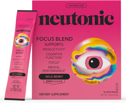 Neutonic Nootropic Focus Blend Powder | Wild Berry 16 Sticks