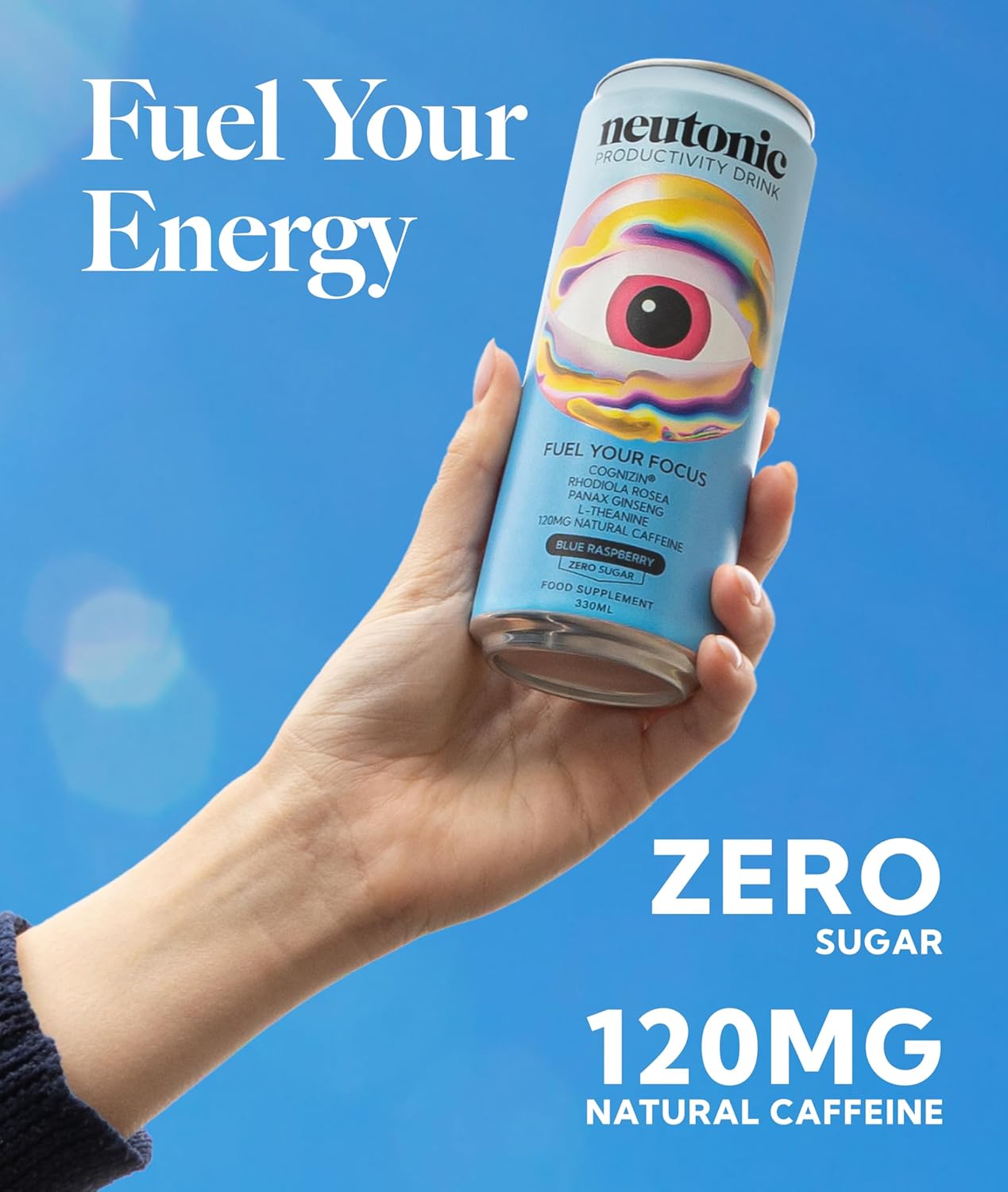 Neutonic Nootropic Productivity Energy Drink | Blue Raspberry 12 Cans
