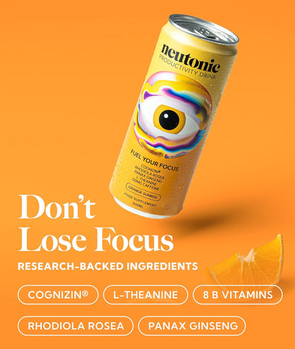 Neutonic Nootropic Productivity Energy Drink | Orange Sunrise 12 Cans
