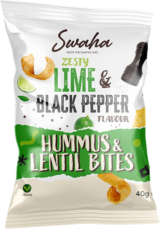 Swaha - Lentil Hummus bites - Lime & Black Pepper - 24 x 40G