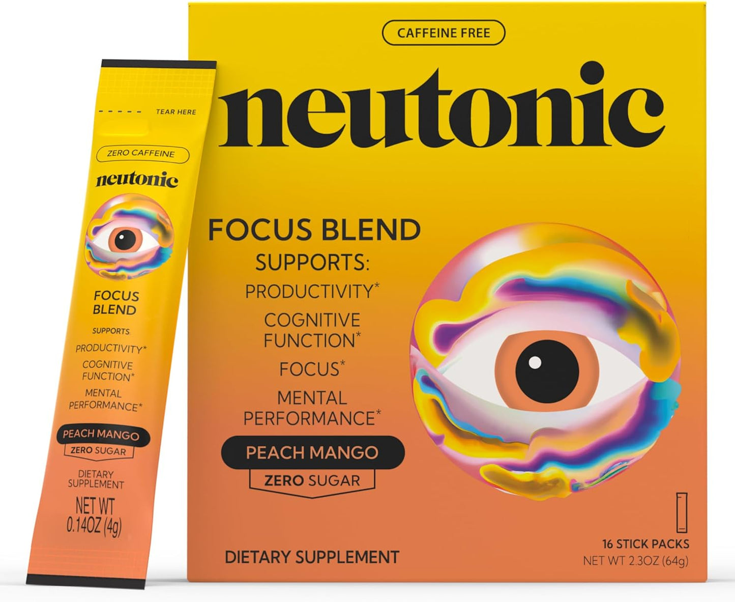 Neutonic Nootropic Focus Blend Powder | Peach Mango 16 Sticks