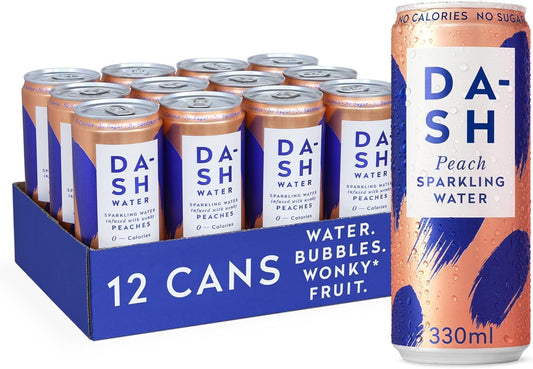 DASH Peach Infused Sparkling Water 12x330ml