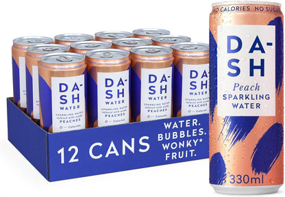 DASH Peach Infused Sparkling Water (12x330ml)