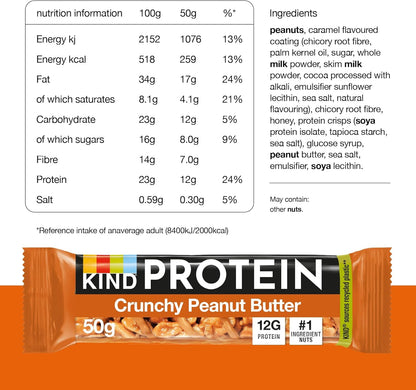 KIND Protein Bars, Gluten Free Crunchy Peanut Butter Snack Bars- 12 x 50g