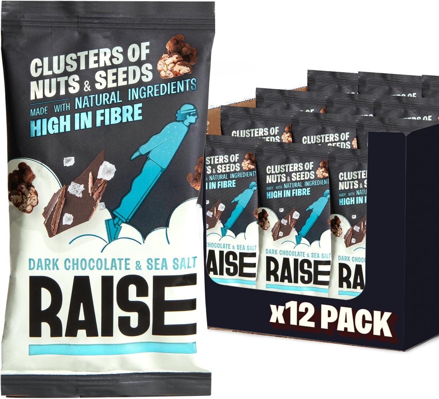 Raise Nut & Seed Clusters - Dark Chocolate & Sea Salt (12x35g)