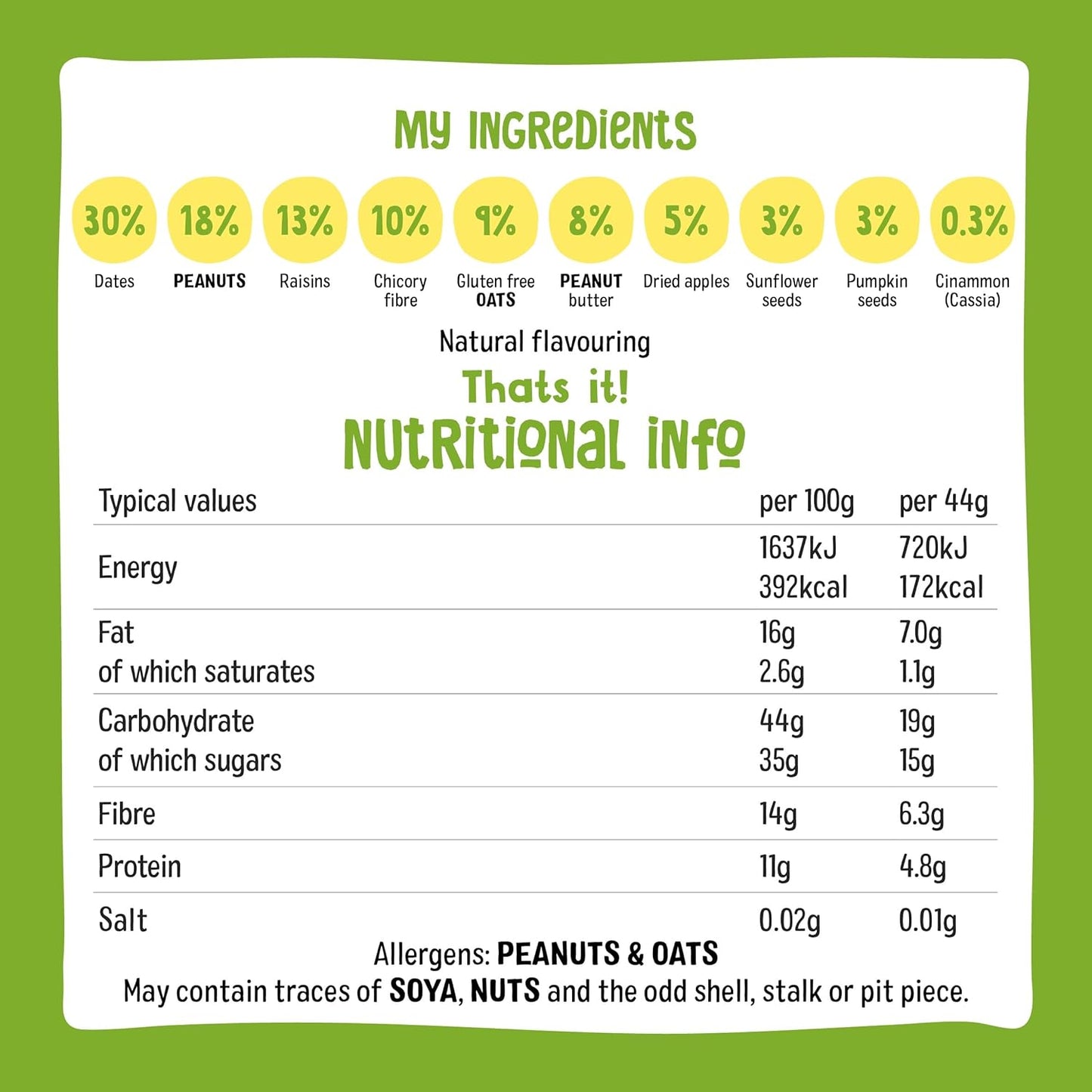 Nakd Fruit & Fibre Apple & Cinnamon Bars 16 x 44g