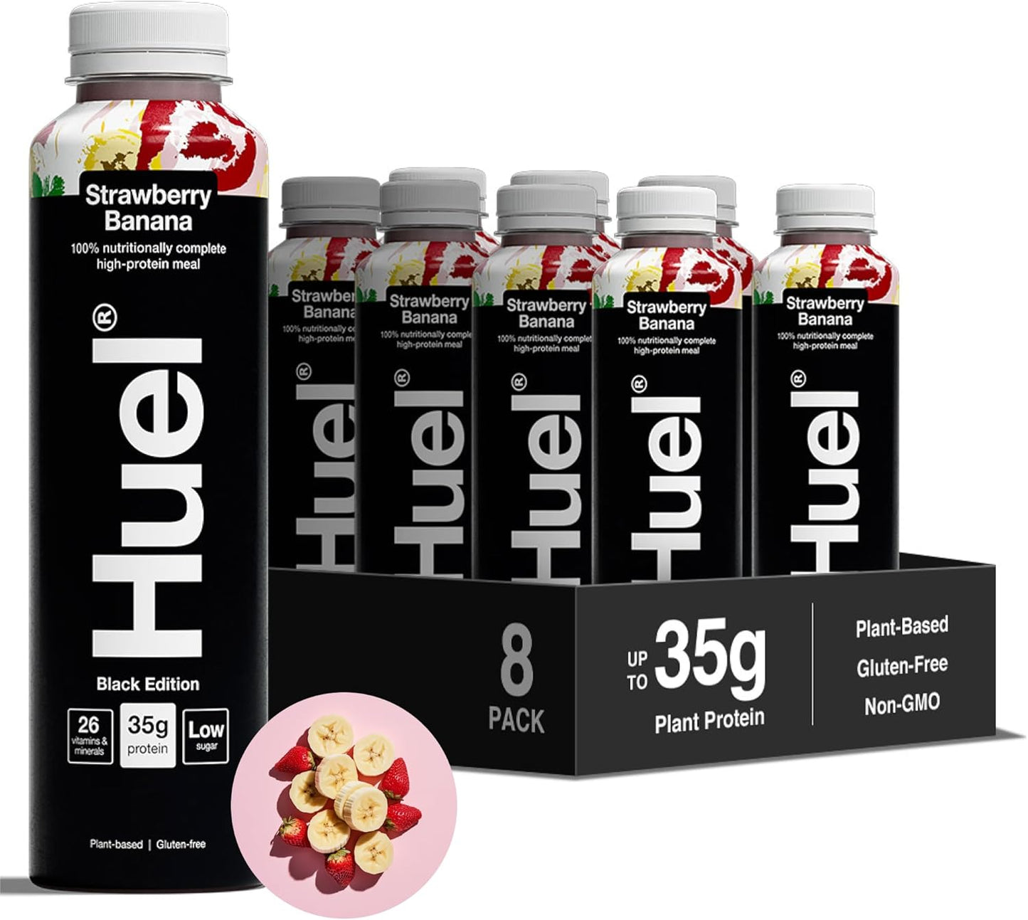 Huel Black Edition Ready to Drink Strawberry & Banana 500ml x8 pack