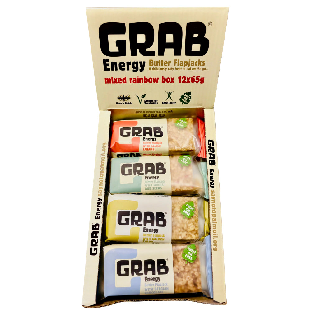 Grab Energy Mixed Rainbow Box of Butter Flapjacks (12x65g) image 0