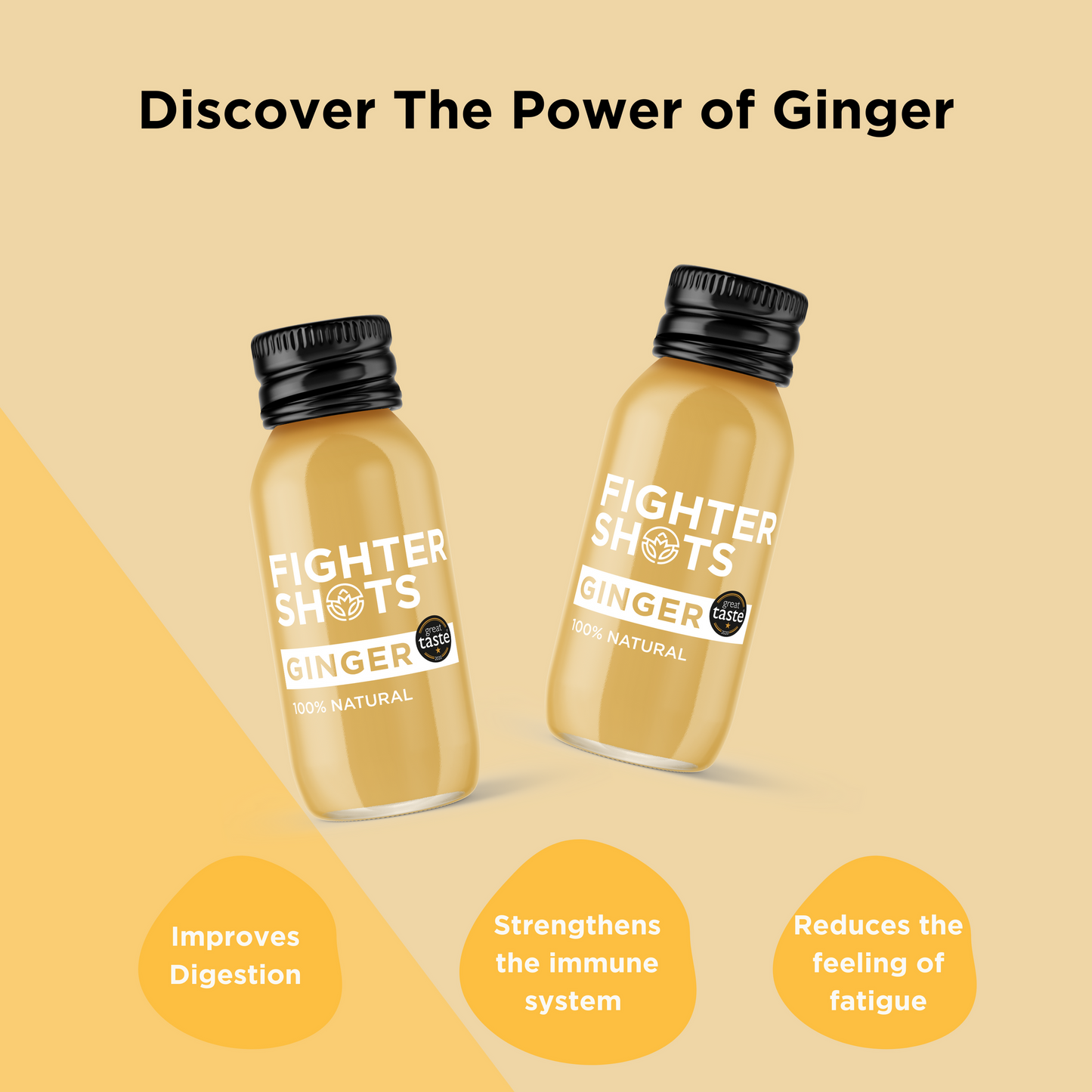 Ginger - 27g organic cold pressed ginger in every bottle, 6 or 12 x 60ml