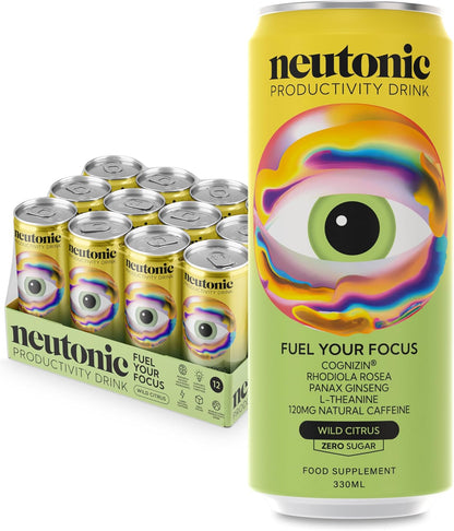 Neutonic Nootropic Productivity Energy Drink | Wild Citrus 12 Cans