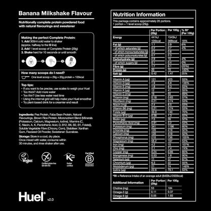 Huel Complete Protein Powder, 26 Servings, Banana Milkshake Flavour, 20g