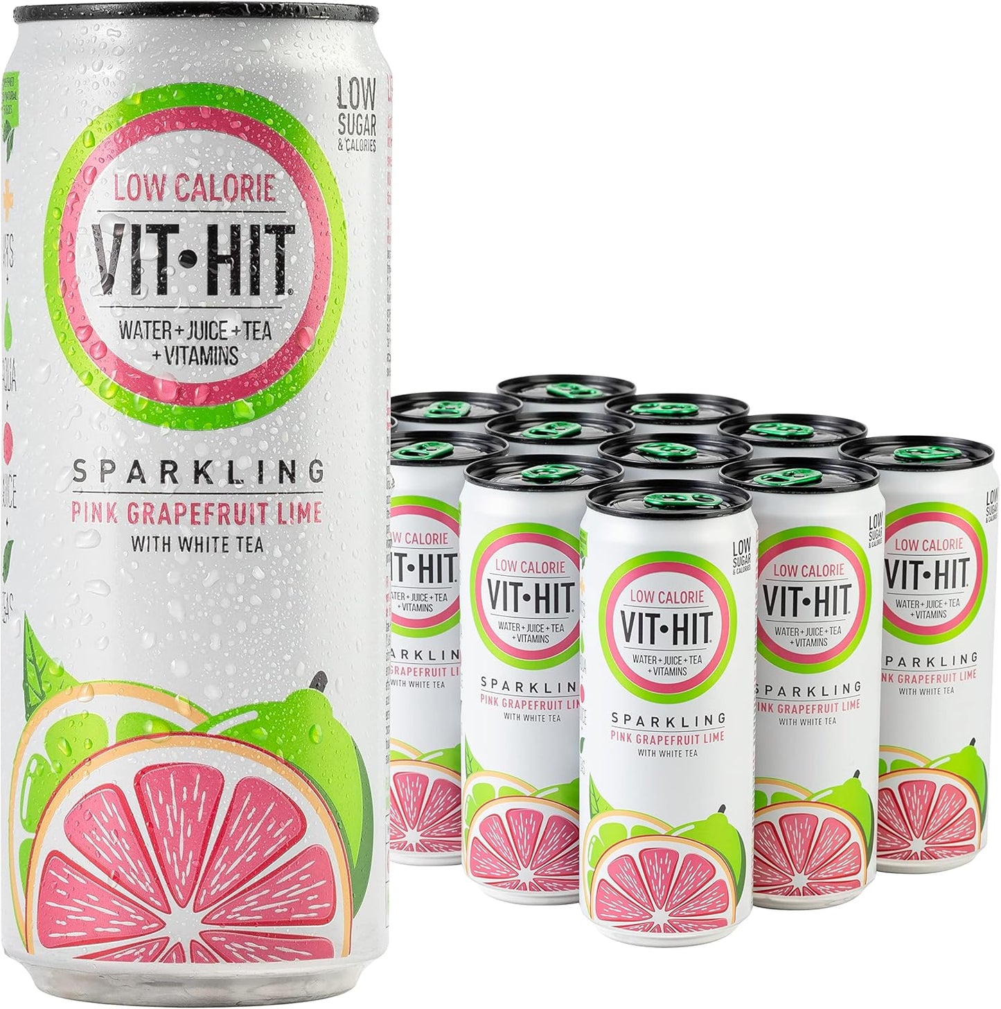 Vit Hit Pink Grapefruit & Lime Can 330ml X 12 Pack