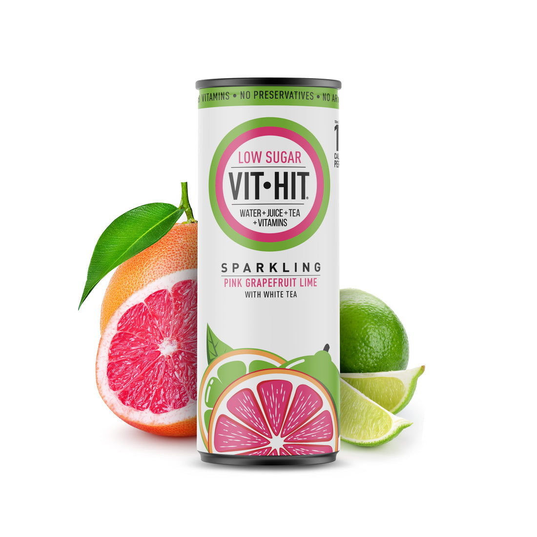 Vit Hit Pink Grapefruit & Lime Can 330ml X 12 Pack