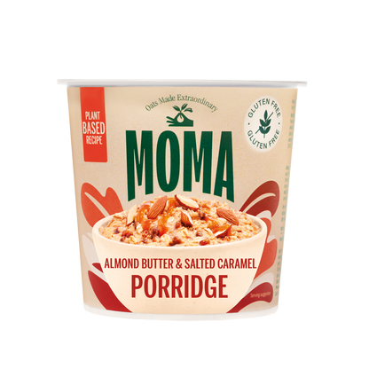 MOMA Almond Butter and Salted Caramel Instant Porridge Pots - Pack of 12 x 55g