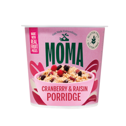 MOMA Instant Cranberry & Raisin Porridge Pots - Pack of 12 x 70g