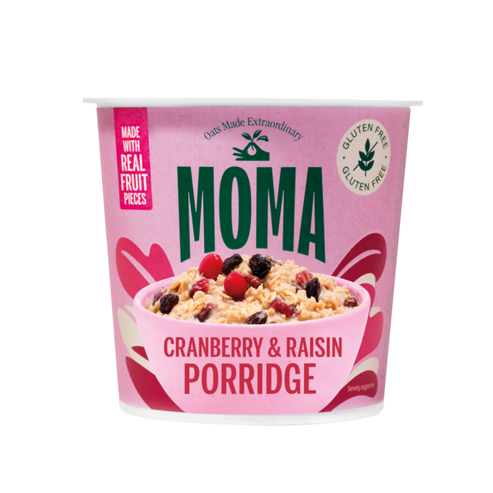 MOMA Instant Cranberry & Raisin Porridge Pots - Pack of 12 x 70g