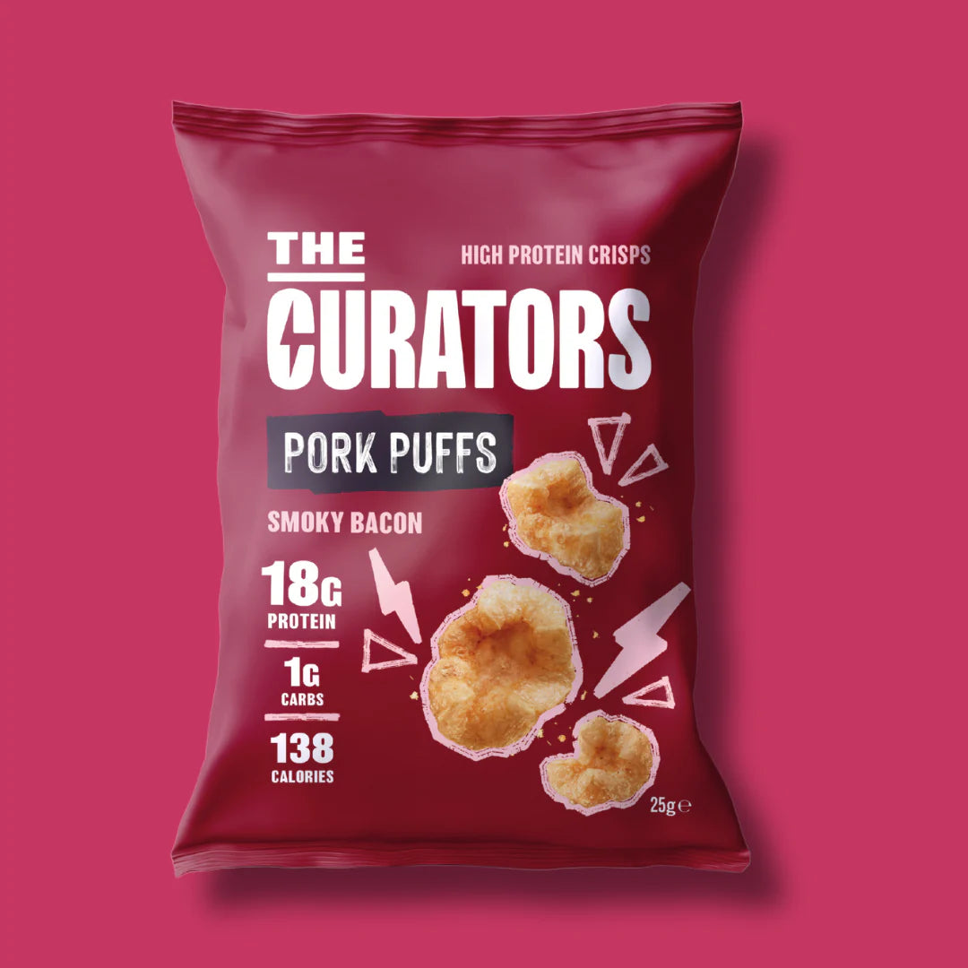 The Curators Smoky Bacon Pork Puffs 25Gx12pack