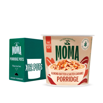 MOMA Almond Butter and Salted Caramel Instant Porridge Pots - Pack of 12 x 55g