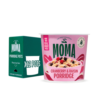 MOMA Instant Cranberry & Raisin Porridge Pots - Pack of 12 x 70g