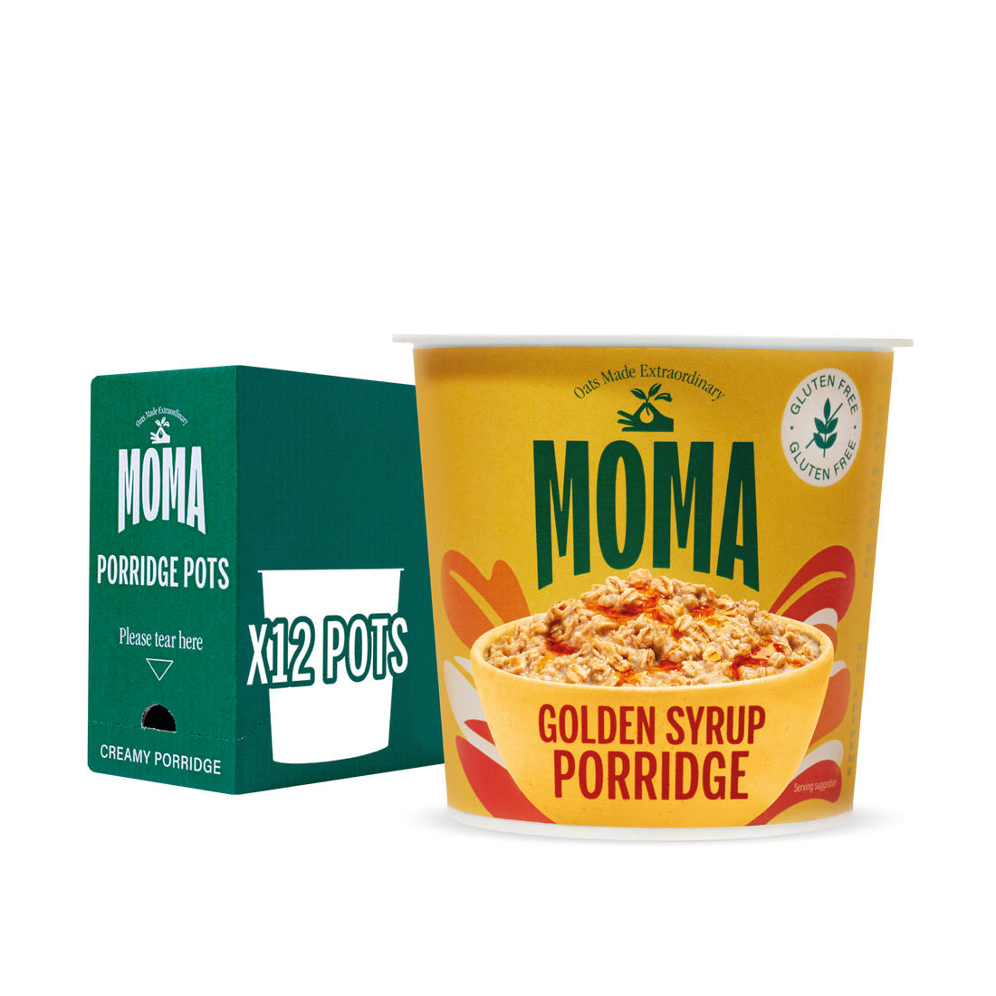 MOMA Golden Syrup Instant Porridge Pots - Pack of 12 x 70g