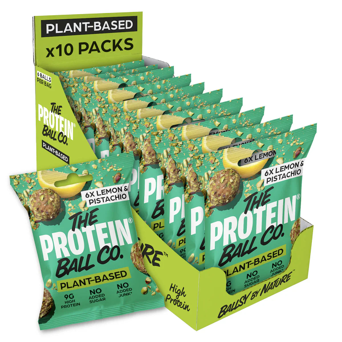 The Protein Ball Co Lemon & Pistachio Plant Protein Balls - Box of 10 bags